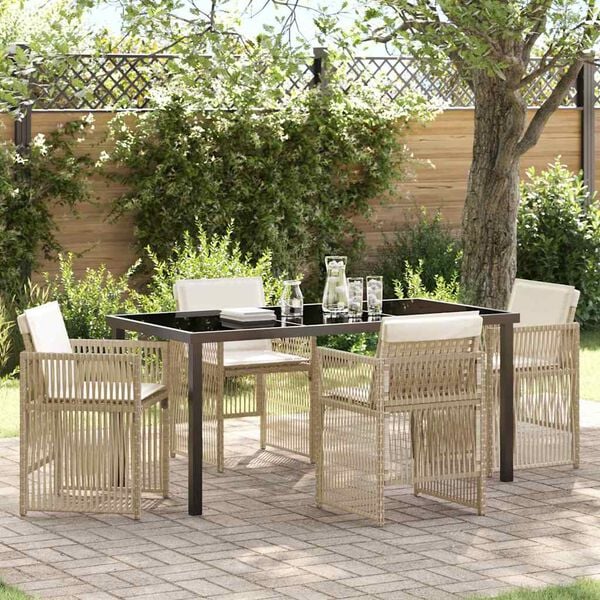 vidaXL Garden Dining Set 5 pcs Beige Powder-Coated Steel