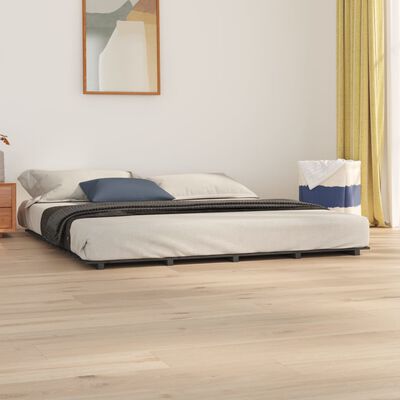 vidaXL Bed Frame Grey 180x200 cm Super King Solid Wood Pine