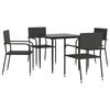 vidaXL 5 Piece Garden Dining Set Black Poly Rattan and Steel