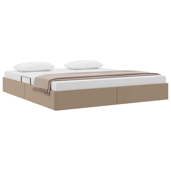 vidaXL Storage Bed with Mattress Cappucino 180 x 200 cm Faux leather