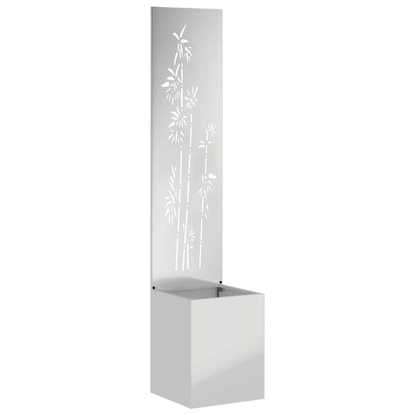 vidaXL Garden Planter with Decorative Panel Silver 32 x 140 cm