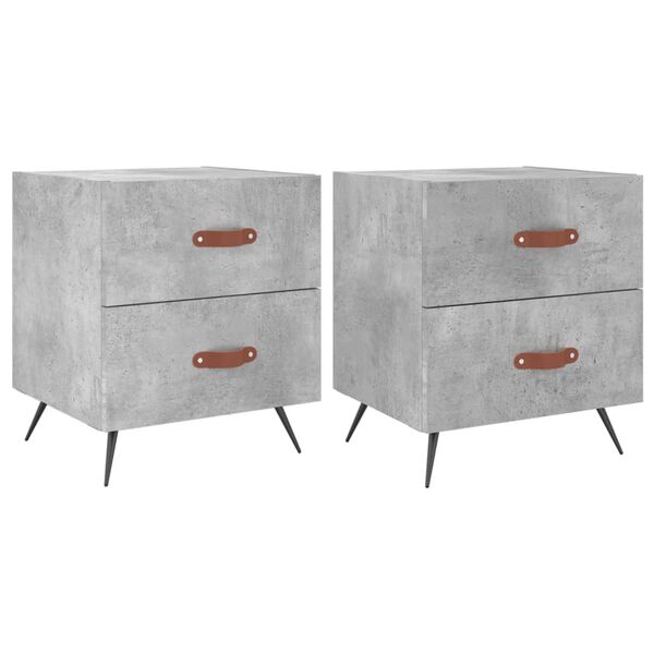 vidaXL Bedside Cabinets 2 pcs Concrete Grey 40x35x47.5 cm Engineered Wood