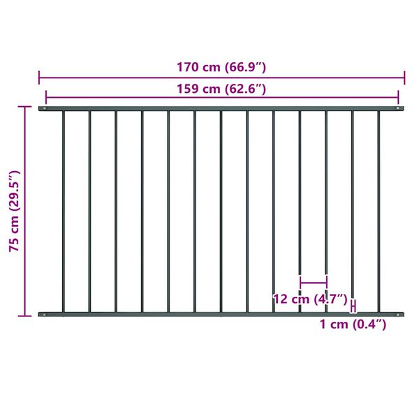 vidaXL Fence Panel Woerden Powder-coated Steel 1.7x0.75 m Anthracite