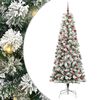 vidaXL Artificial Hinged Christmas Tree Green and White 210 cm