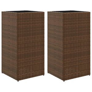 vidaXL Garden Planters 2 pcs Brown 40x40x80 cm Poly Rattan