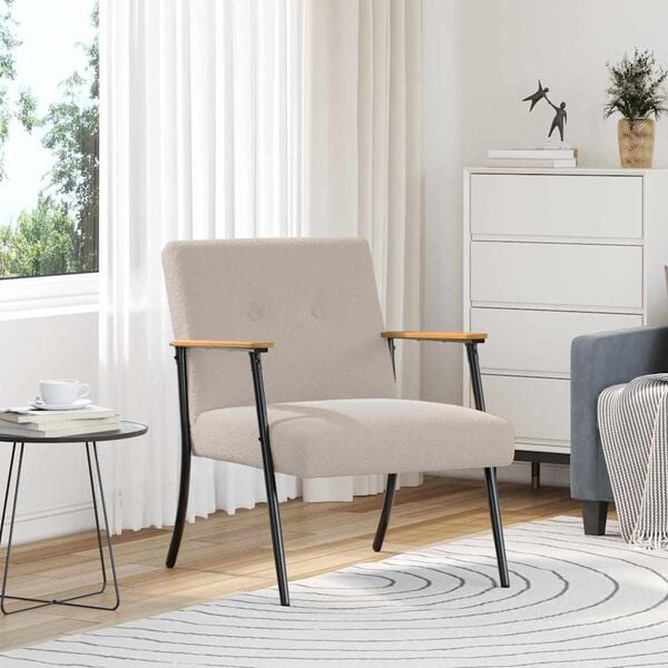 vidaXL Armchair Light Grey 59 x 75 x 78 cm Curly Wool-like Fabric