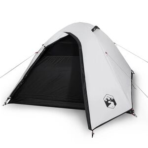 vidaXL Camping Tent Dome 3-Person White Blackout Fabric Waterproof