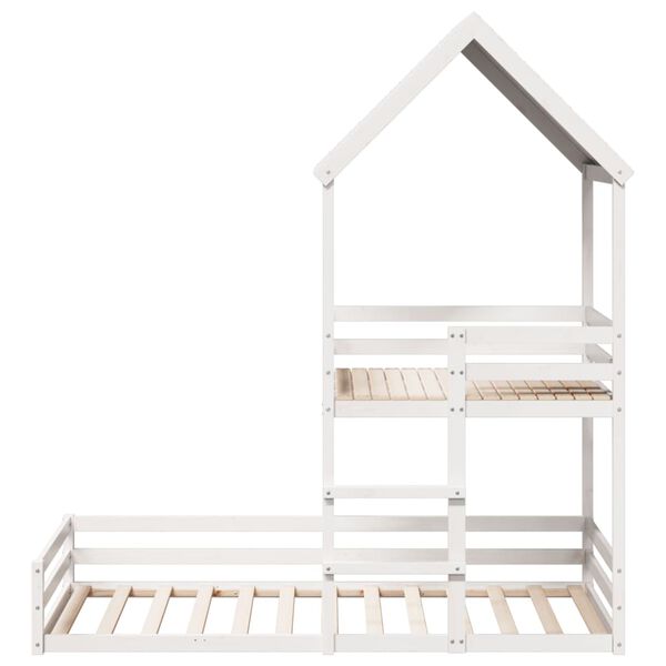 vidaXL Bunk Bed with Roof White 90x200 cm Solid Wood Pine