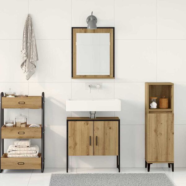 vidaXL Bathroom Furniture Set Wall-mounted 2 pcs Brown Engineered wood