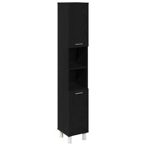 vidaXL Bathroom Cabinet Black Oak 30 x 30 x 179 cm Engineered Wood