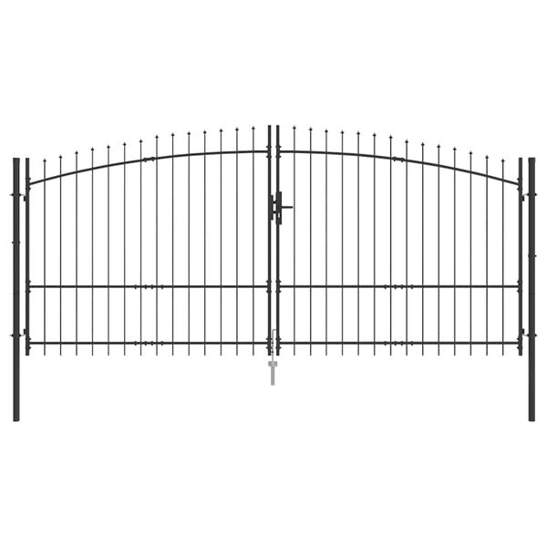 vidaXL Double Gate with Lock Grey 400 x 224.5 cm Steel