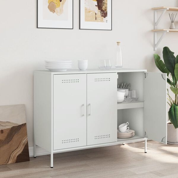vidaXL Sideboard White 100.5x39x79 cm Steel