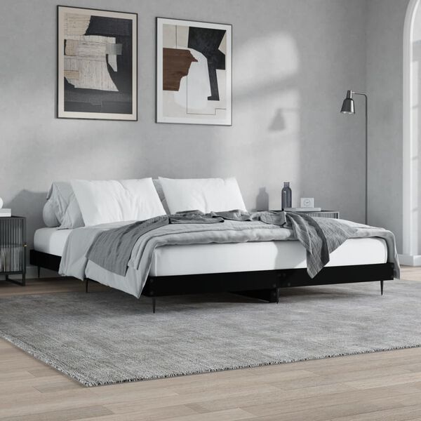 vidaXL Bed Frame without Mattress Black 150x200 cm King Size Engineered Wood