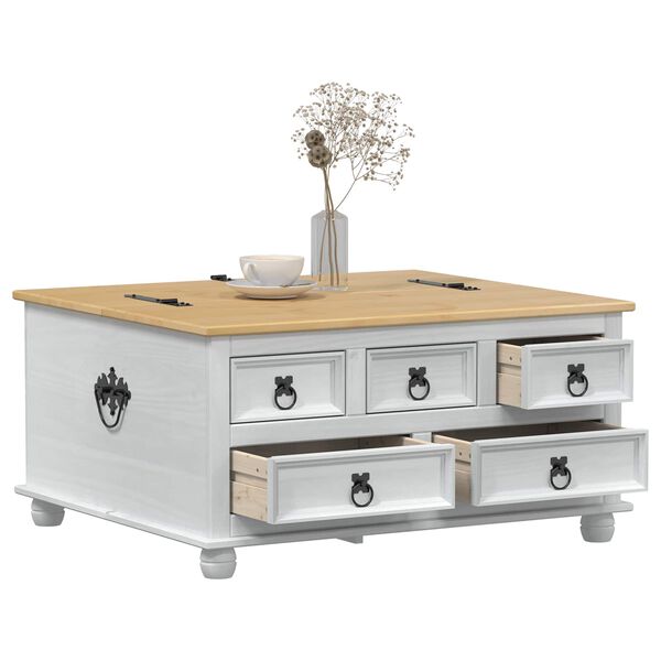 vidaXL Storage box with Drawer White 90 x78 x 45 cm Solid Pine Wood