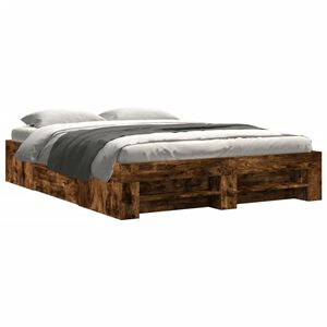 vidaXL Bed Frame without Mattress Smoked Oak 150x200 cm King Size Engineered Wood