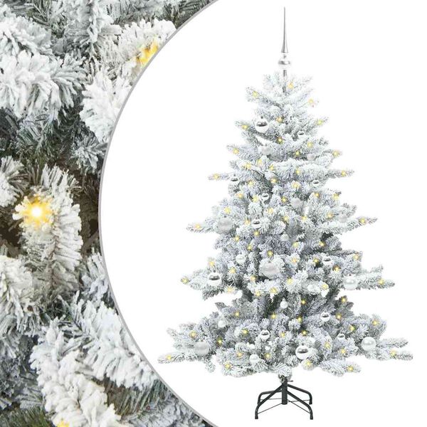 vidaXL Artificial Hinged Christmas Tree White 150 cm PVC and Steel