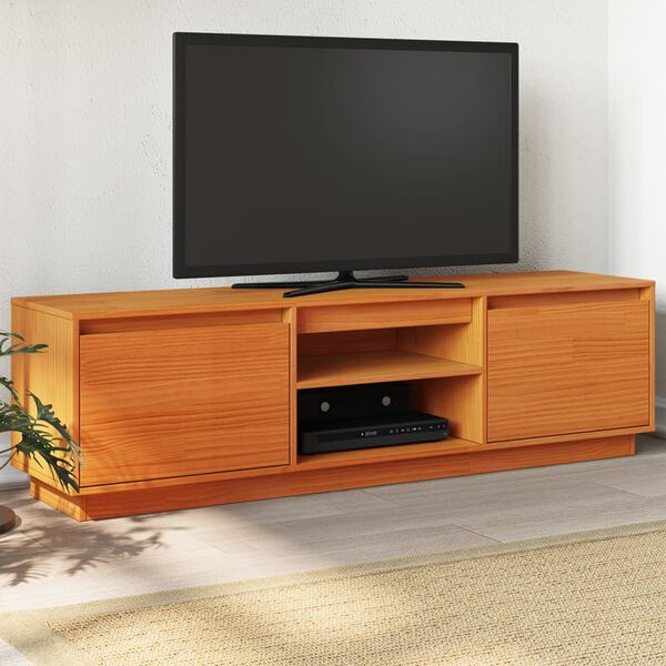 vidaXL TV Cabinet Wax Brown 140x35x40 cm Solid Wood Pine