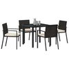 vidaXL Garden Dining Set 5 pcs Black Powder-Coated Steel