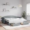 vidaXL Daybed with Trundle&Drawers without Mattress Light Grey 90x190 cm Single