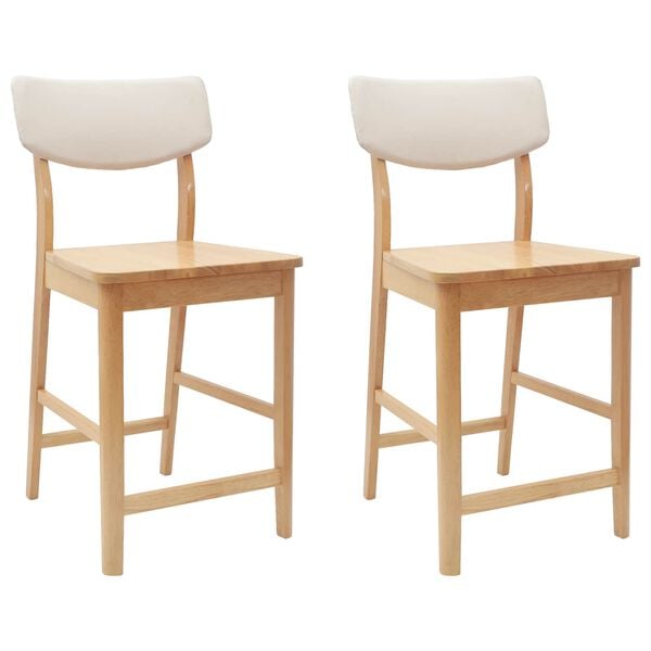 vidaXL Dining Chairs 2 pcs Natural 48 x 49 x 95 cm Solid Rubber Wood