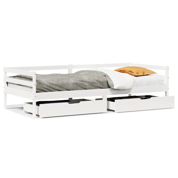 vidaXL Daybed with Drawers without Mattress White 90x200 cm Solid Wood