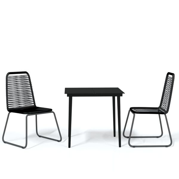 vidaXL 3 Piece Garden Dining Set Black