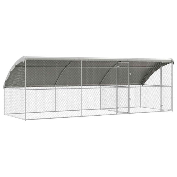 vidaXL Dog Kennel 3 pcs Silver 6 x 2 x 2 m Galvanised steel