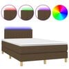vidaXL Box Spring Bed with Mattress&LED Dark Brown 120x200cm Fabric