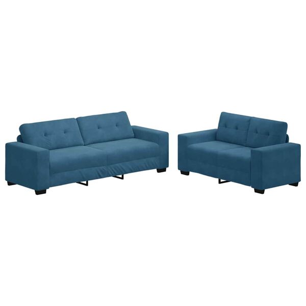 vidaXL Sofa 2 pcs Blue 221 x 80 x 80 cm Fabric