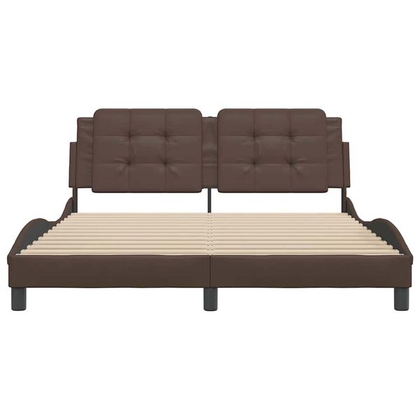 vidaXL Bed Frame without Mattress "Zadar" Brown 160x200 cm Faux Leather