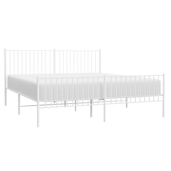vidaXL Metal Bed Frame without Mattress with Footboard White 180x200cm