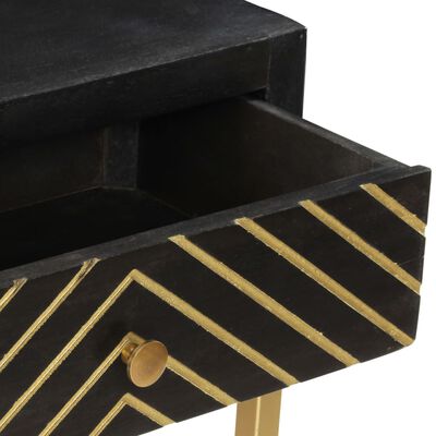 vidaXL Console Table Black and Gold 90x30x75 cm Solid Mango Wood