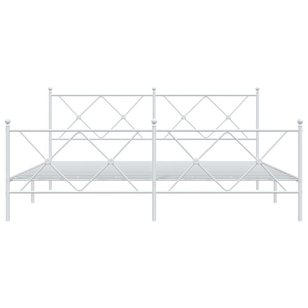 vidaXL Metal Bed Frame without Mattress with Footboard White 180x200cm