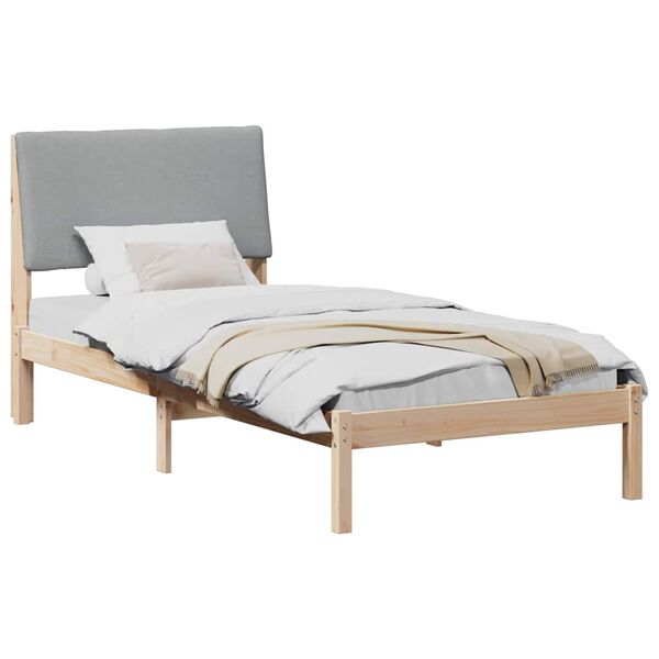 vidaXL Bed frame Brown and light grey 90 x 200 cm Solid pine wood