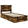 vidaXL Bed Frame with Drawer Smoked Oak 100 x 200 cm Engineer Wood