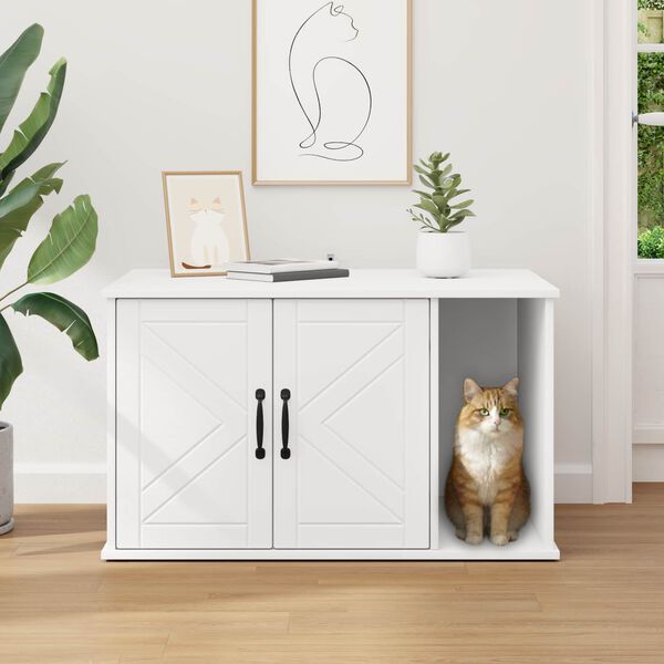 vidaXL Cat House White 85 x 55 x 50 cm Engineered Wood