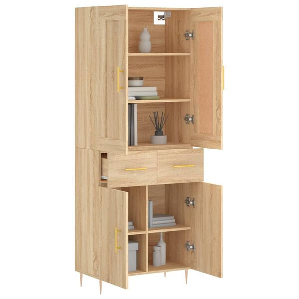 vidaXL Highboard Sonoma Oak 69.5x34x180 cm Engineered Wood