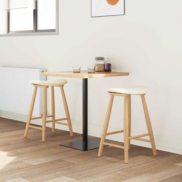 vidaXL Dining Chairs 2 pcs Natural 46 x 37 x 63 cm Solid Rubber Wood