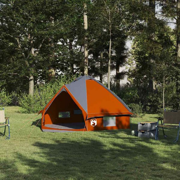 vidaXL Teepee Tent with Roof Grey and Orange 388 x 320 x 169 cm