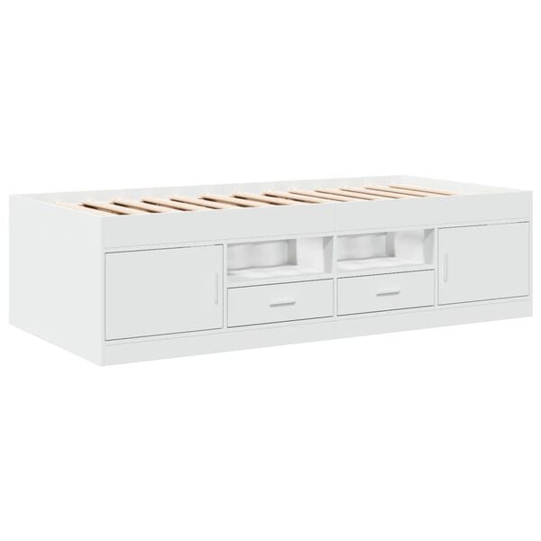 vidaXL Daybed with Drawers without Mattress White 90x200 cm