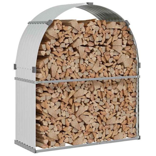 vidaXL Log Holder Silver 120x45x140 cm Galvanised Steel