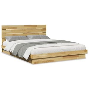 vidaXL Bed Frame with Headboard without Mattress 150x200 cm King Size Solid Wood Oak