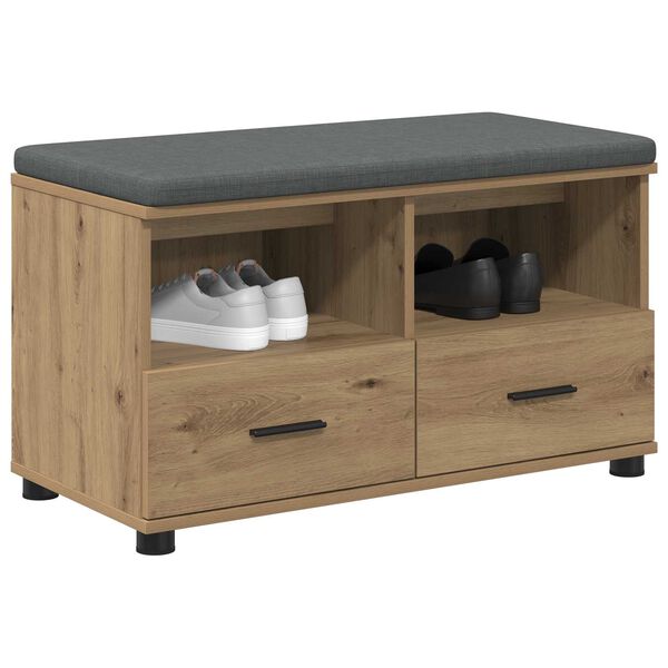 vidaXL Hall Bench with Cushion with Drawer Artisan Oak 80 x 38 x 46 cm