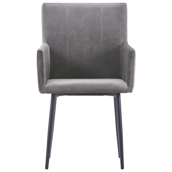 vidaXL Dining Chairs with Armrests 2 pcs Grey Velvet