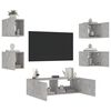 vidaXL 5 Piece TV Wall Cabinets with LED Lights Concrete Grey