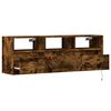 vidaXL TV Wall Cabinet with LED Lights Smoked Oak 130x31x45 cm