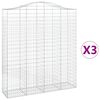 vidaXL Arched Gabion Baskets 3 pcs 200x50x220/240 cm Galvanised Iron