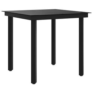 vidaXL Garden Dining Table | Black | Powder-coated steel, glass | Medium | Tough