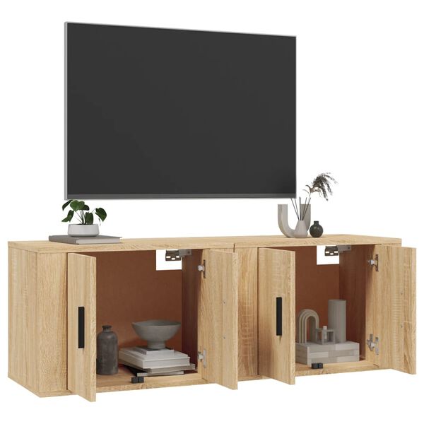 vidaXL Wall-mounted TV Cabinets 2 pcs Sonoma Oak 57x34.5x40 cm