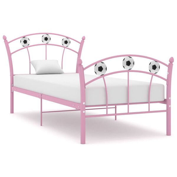 vidaXL Bed Frame without Mattress Pink Metal 90x200 cm